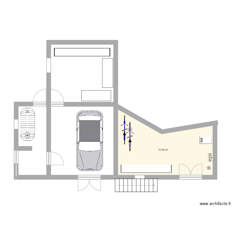 PROJ 2024 rdc. Plan de 1 pièce et 18 m2