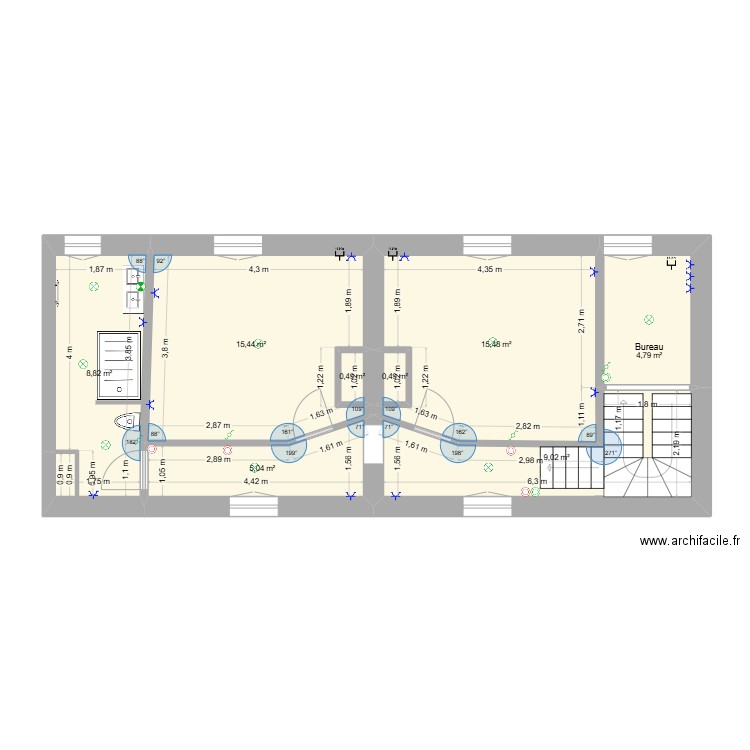 PLAN SAINT AUBIN 1. Plan de 13 pièces et 185 m2
