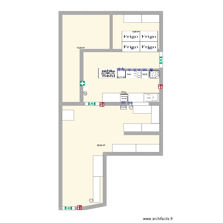 cuisine plan. Plan de 4 pièces et 86 m2