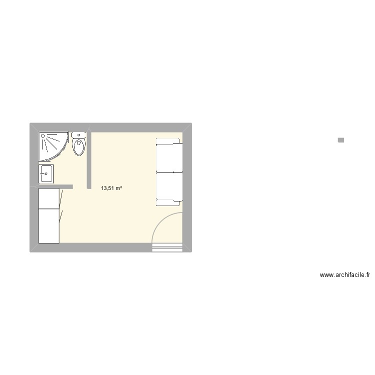 Studio nat. Plan de 1 pièce et 14 m2