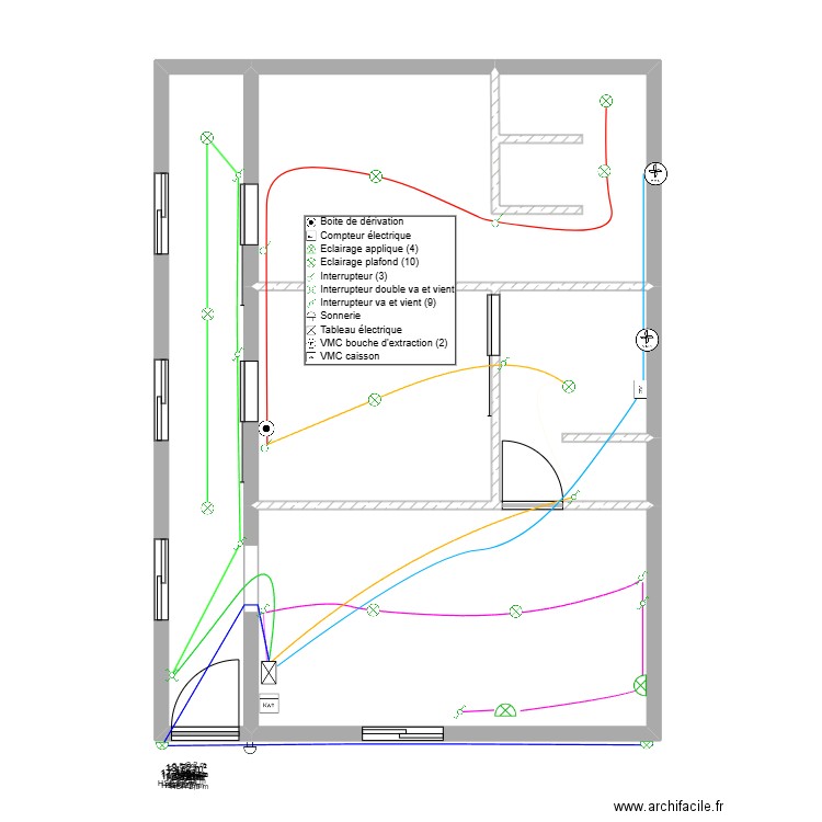 RDC La Llagonne.Mathias.élec.alimlumière. Plan de 5 pièces et 65 m2