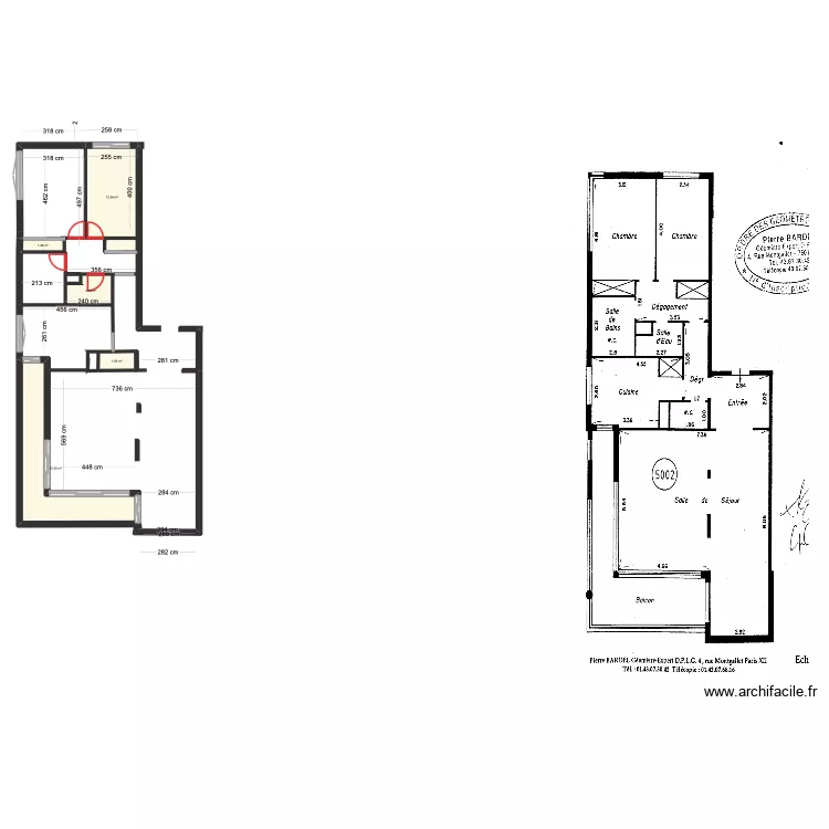 Monet 2 APS original. Plan de 5 et 34 m² Monet 2 APS original. Plan de 5 et 34 m²