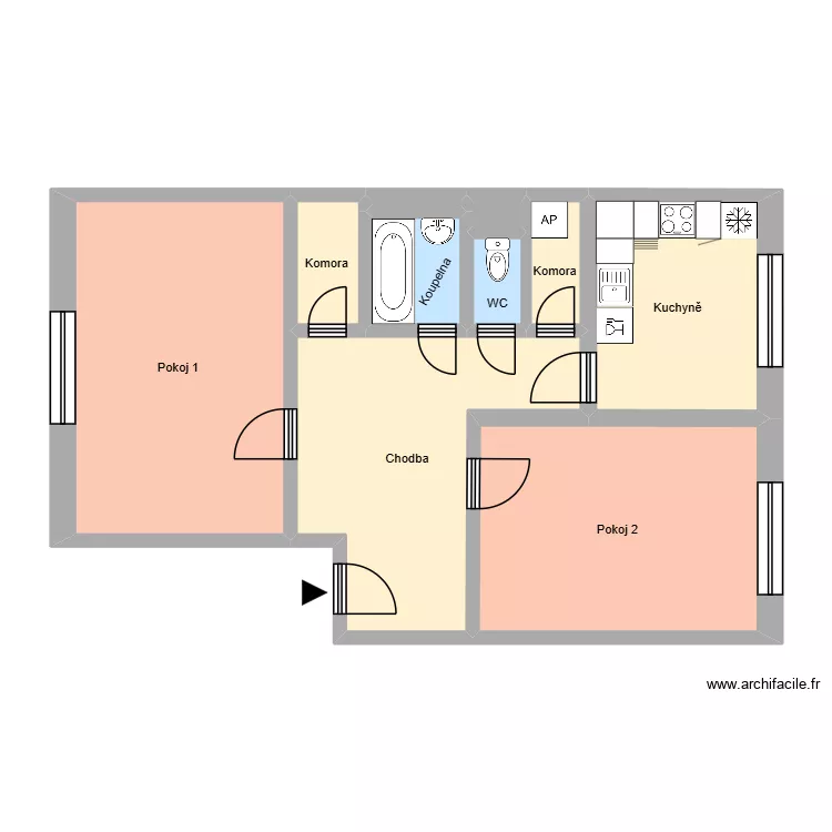 Hru&scaron;ovsk&aacute; 2376, byt 7. Plan de 14  et 184 m²