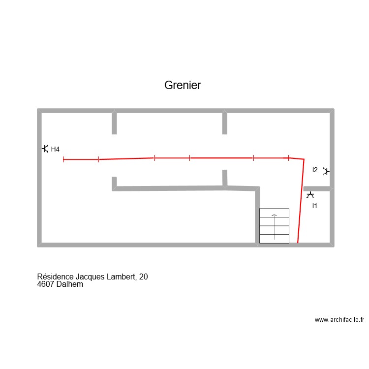 Papa Fabrice Bloom (Dalhem) Grenier. Plan de 1 pièce et 27 m2