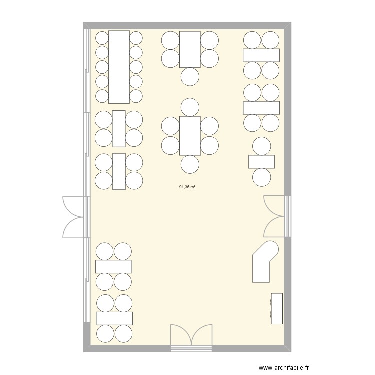 Plan rénovation restaurant. Plan de 1 pièce et 91 m2