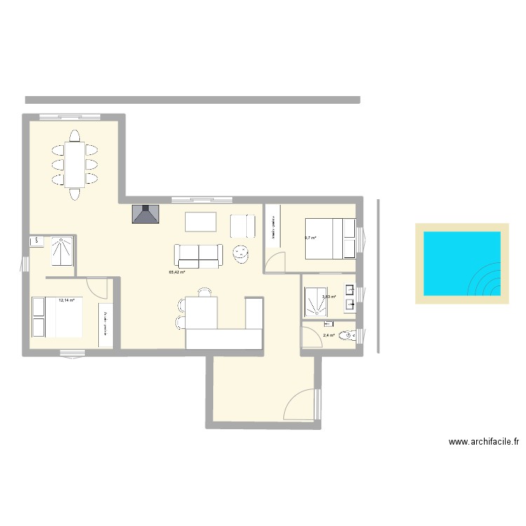 2025 6666. Plan de 5 pièces et 93 m2