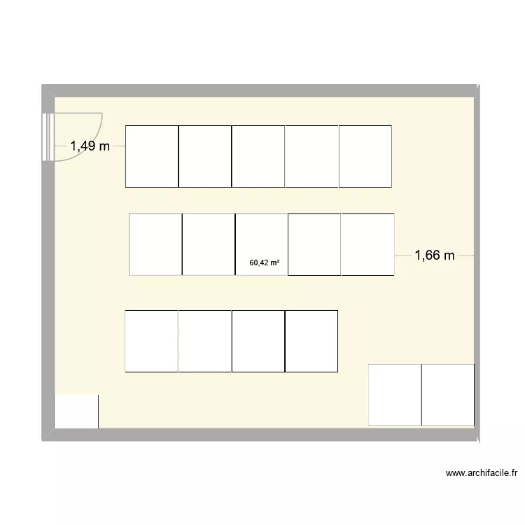 SALLE 13. Plan de 1  et 60 m²