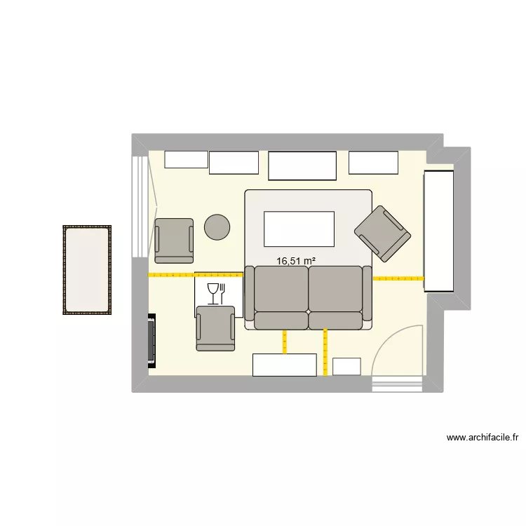 Salon Appart Option. Plan de 1 Pièce et 17 m²