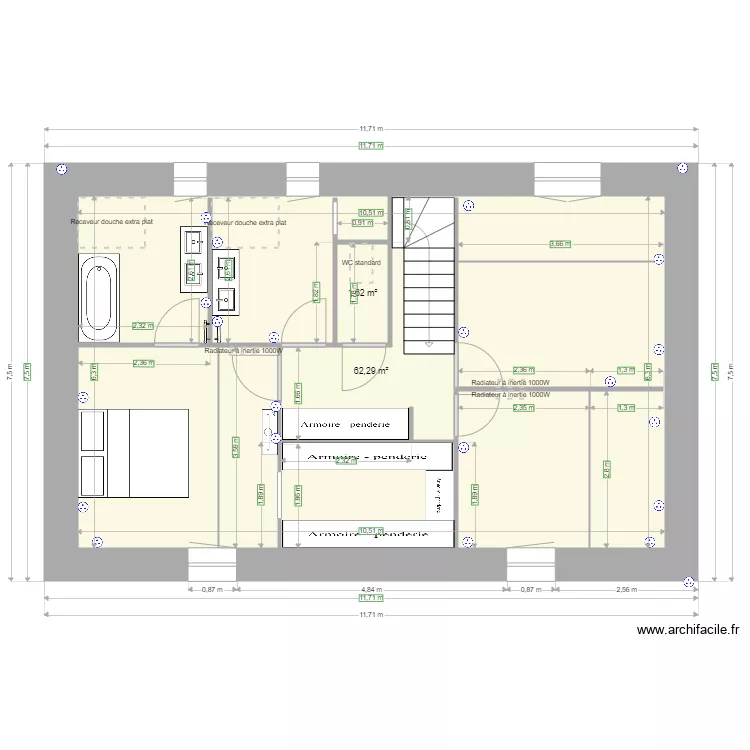 maison le verger. Plan de 2  et 68 m²