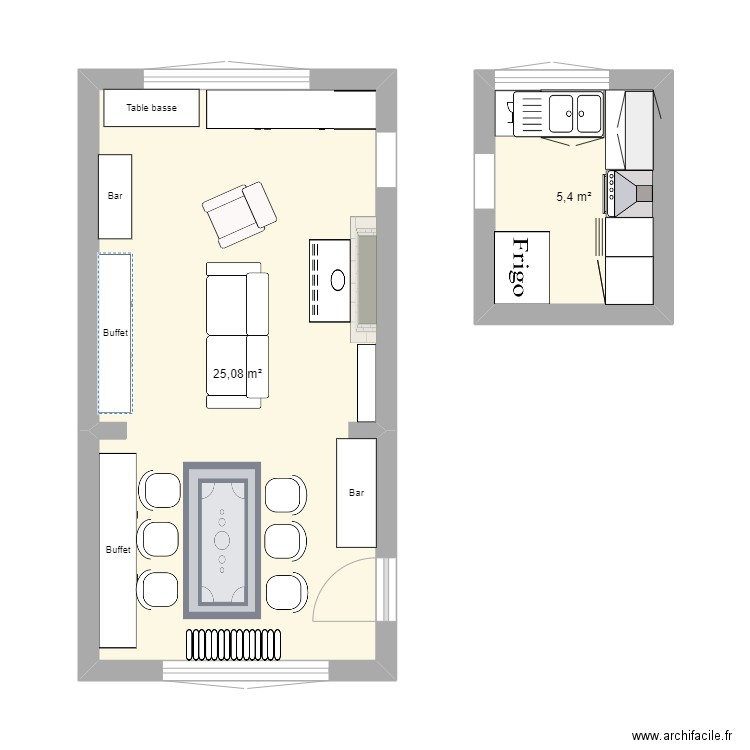 cuisine et living duplicata. Plan de 0 pièce et 0 m2