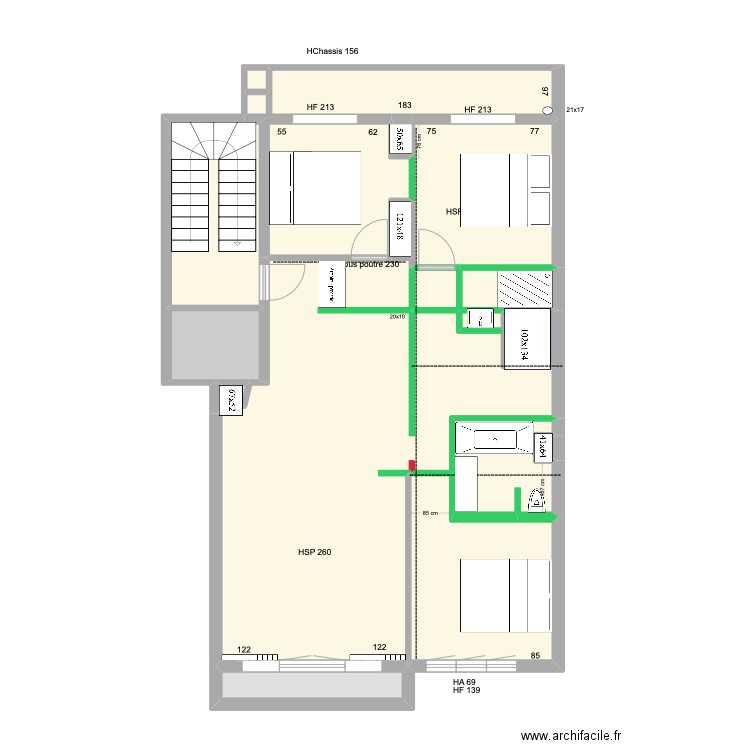 Meerlaan Projet 1 nouveaux murs. Plan de 15 pièces et 92 m2