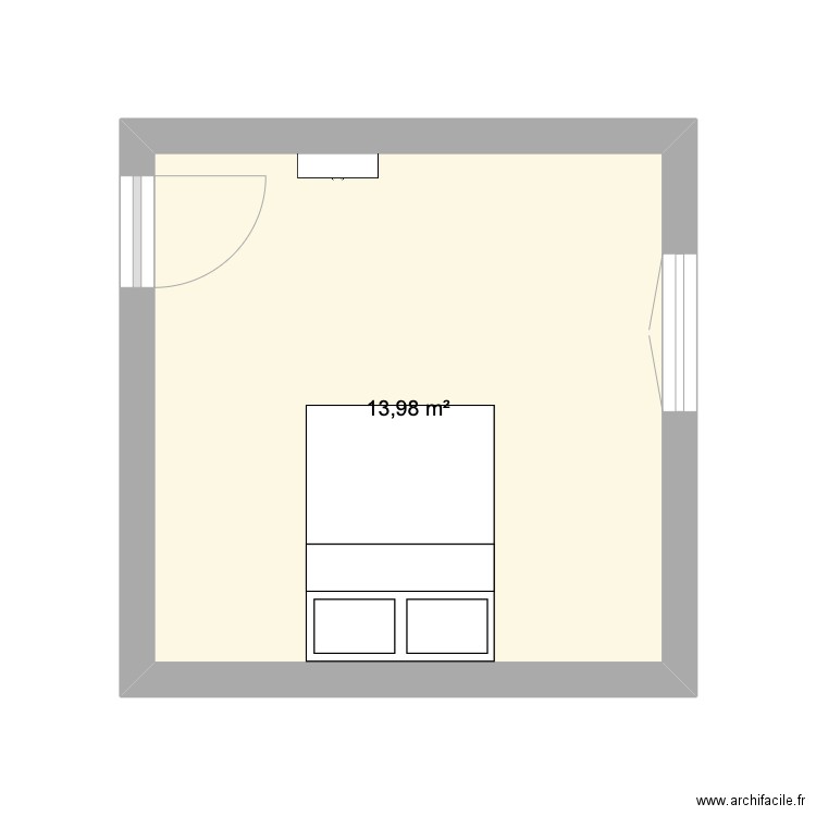 chambre. Plan de 1 pièce et 14 m2