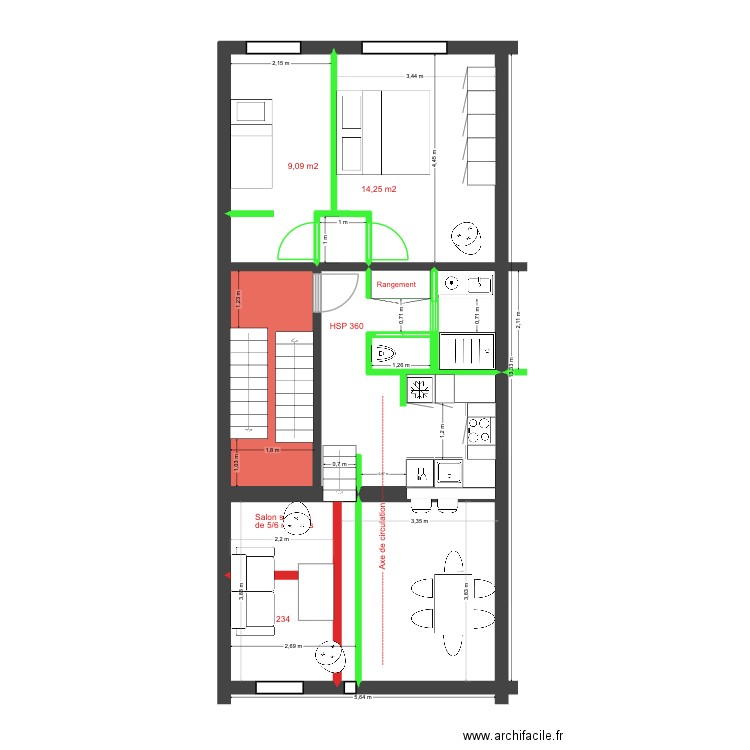 Mélèzes 82 Rez+1 Def Projet V2. Plan de 12 pièces et 69 m2