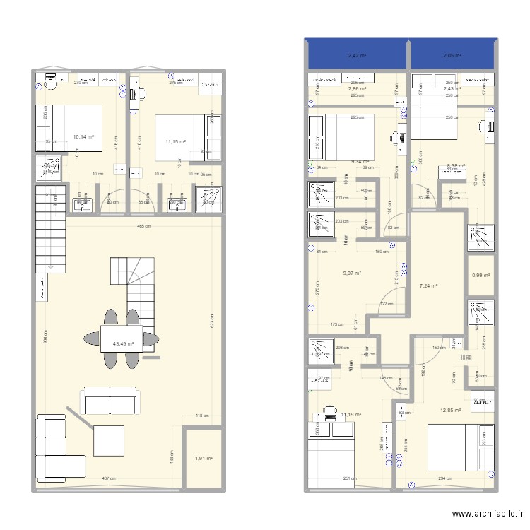 ILLAREAU. Plan de 15 pièces et 136 m2