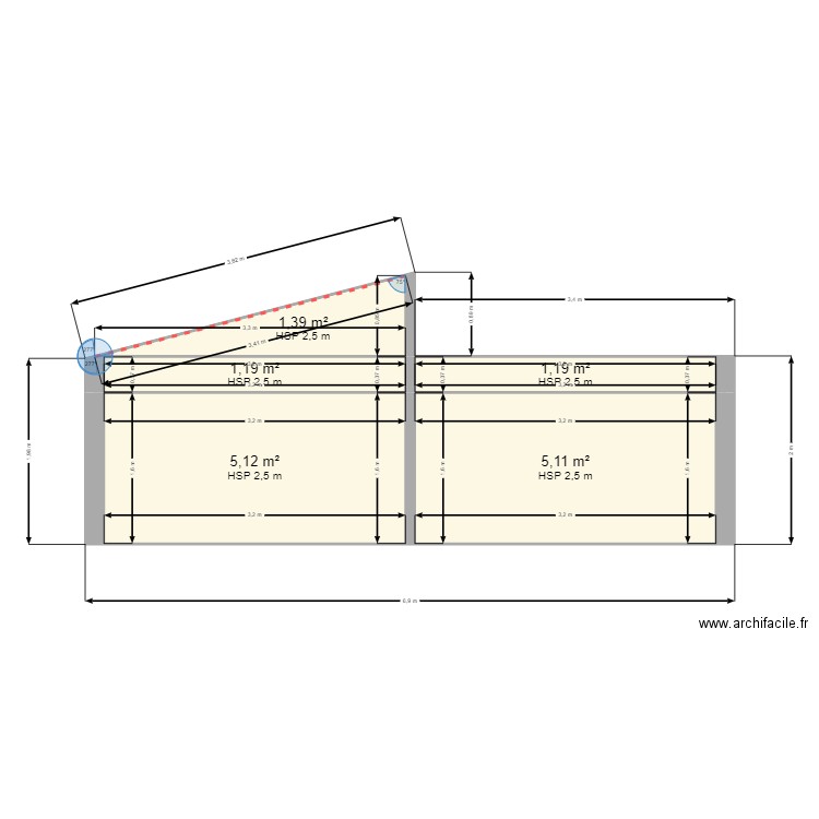 mur volx. Plan de 5 pièces et 14 m2