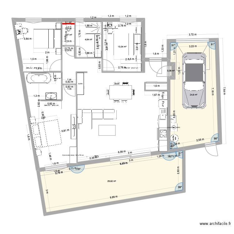MARINE REMI. Plan de 7 pièces et 71 m2