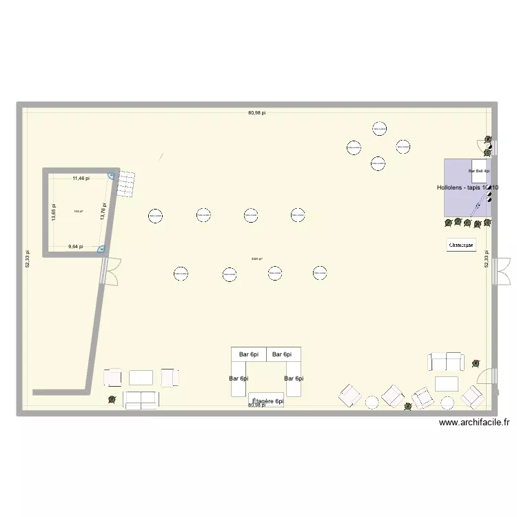 Salle Vieux-Montr&eacute;al - cocktail Grand Bal - BGC24. Plan de 