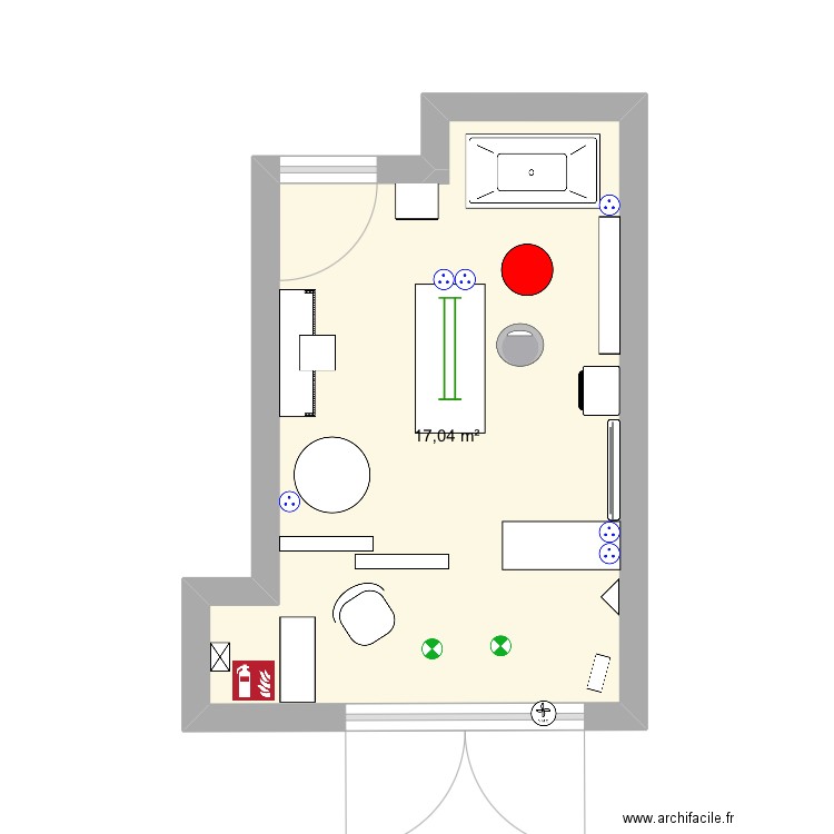 Salon. Plan de 1 pièce et 17 m2