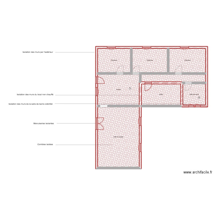 Lestang étape 1. Plan de 8 pièces et 113 m2