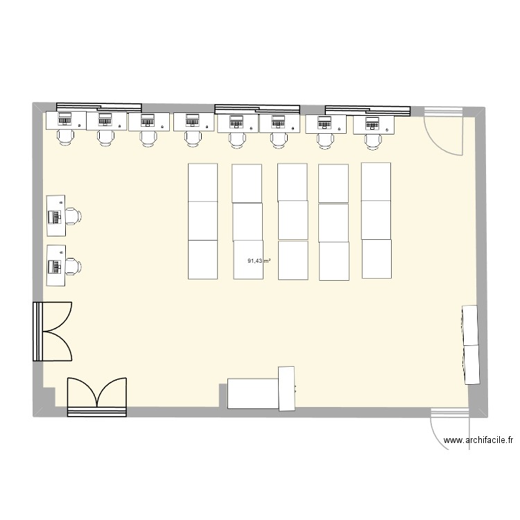 102F. Plan de 1 pièce et 91 m2
