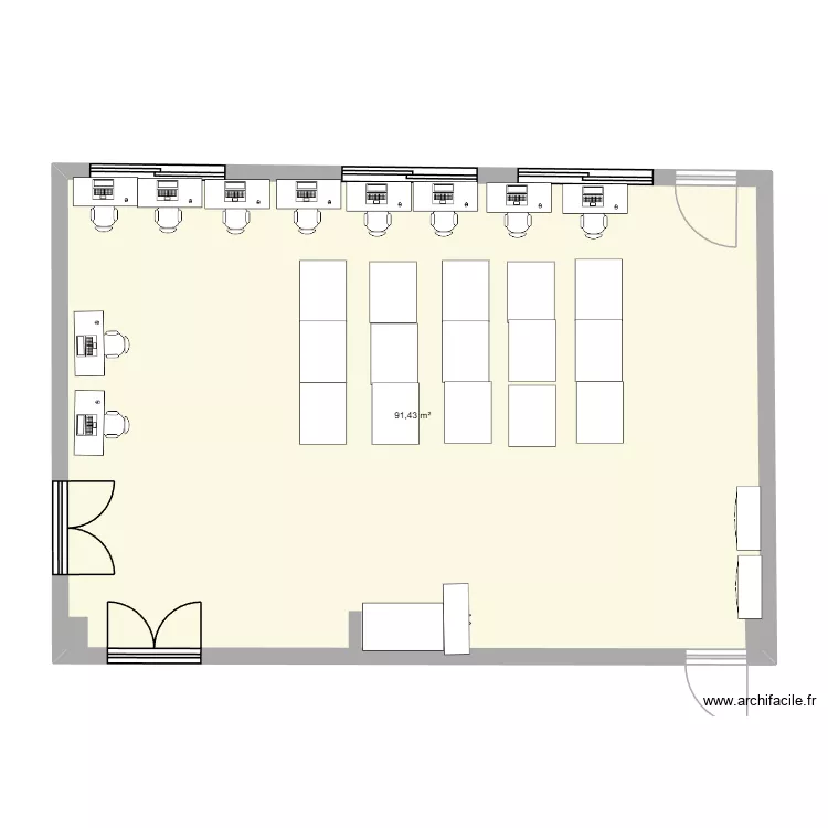 102F. Plan de 1 pièce et 91 m²