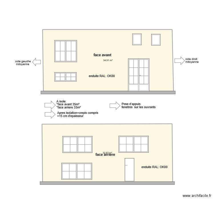 Façades CHAMBAL. Plan de 2 pièces et 68 m2