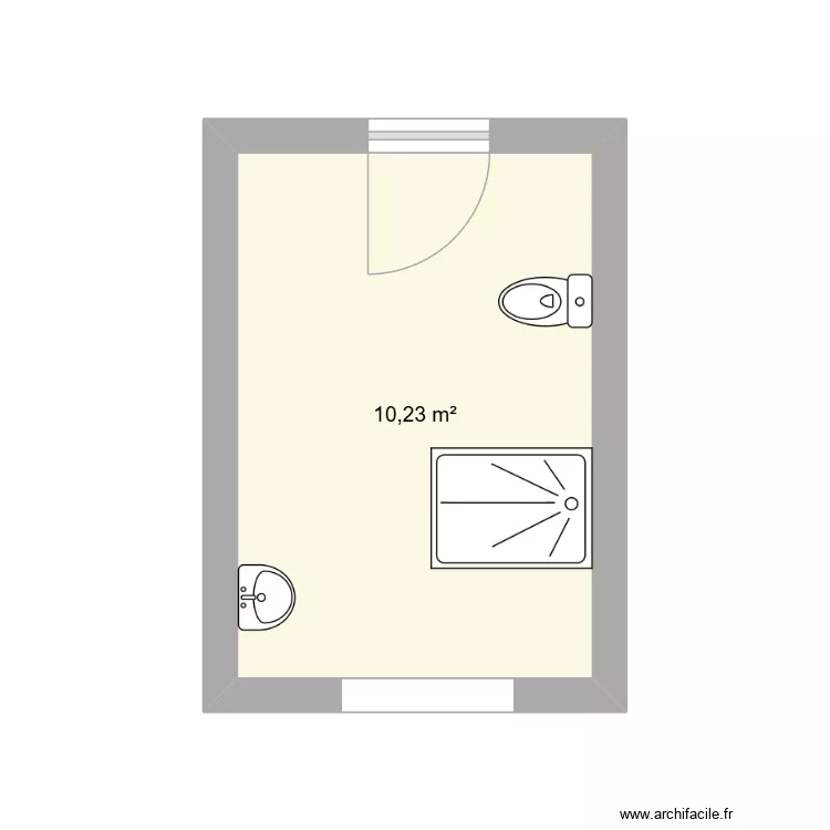 sdb. Plan de 1  et 10 m²
