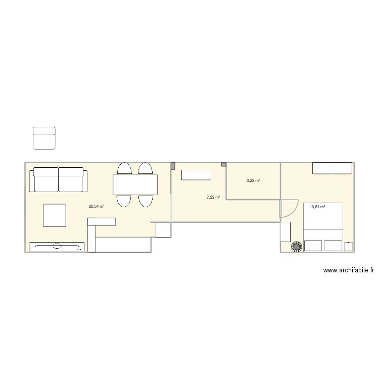 Paris 15. Plan de 4 pièces et 42 m2