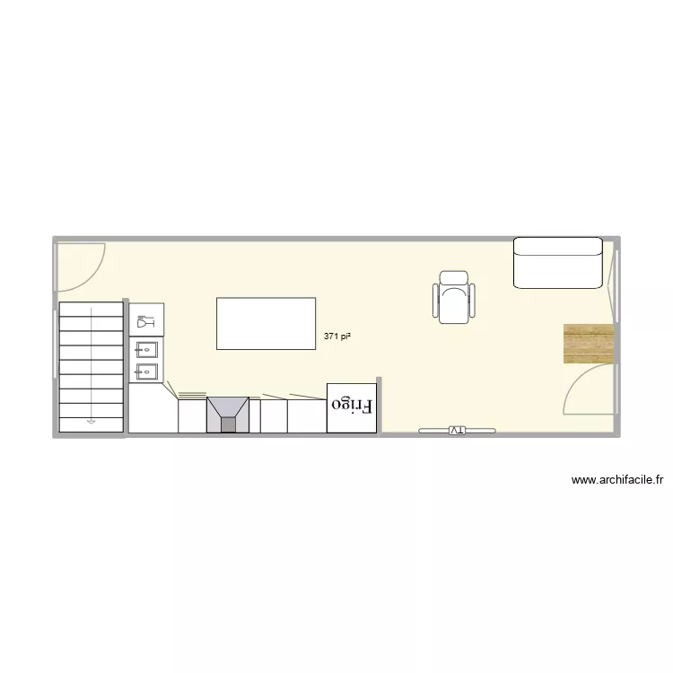conversion Garage. Plan de 1 Pièce et 34 m²