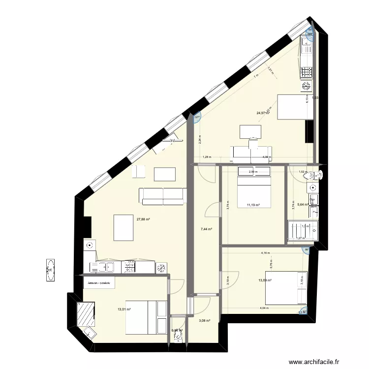 VICTOR HUGO chiotte 2 SDB. Plan de 