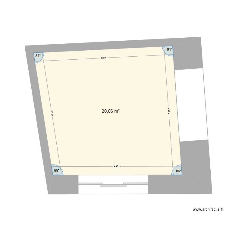 salle de sport. Plan de 1 pièce et 20 m2