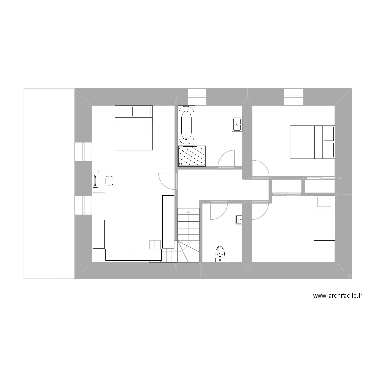 Océane et Gwen Etage projet 2. Plan de 7 pièces et 63 m2