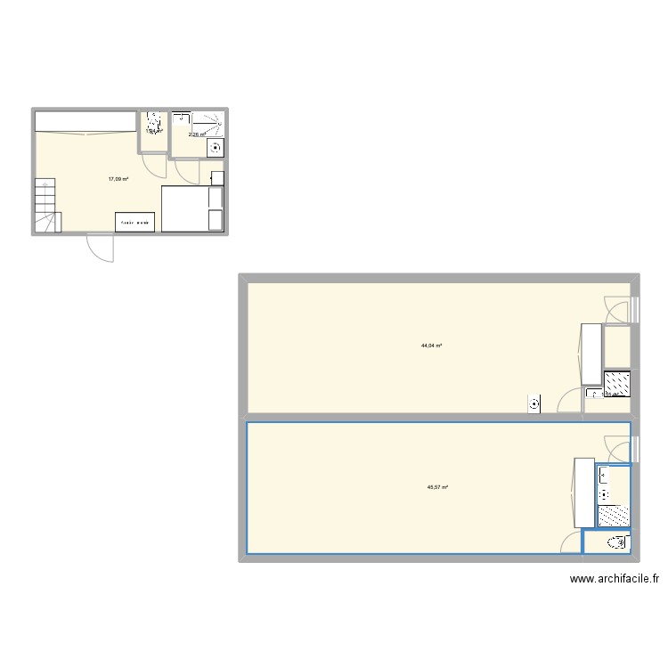 Studio. Plan de 6 pièces et 112 m2