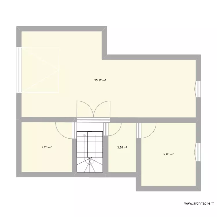 sous sol. Plan de 4 Pièces et 56 m²
