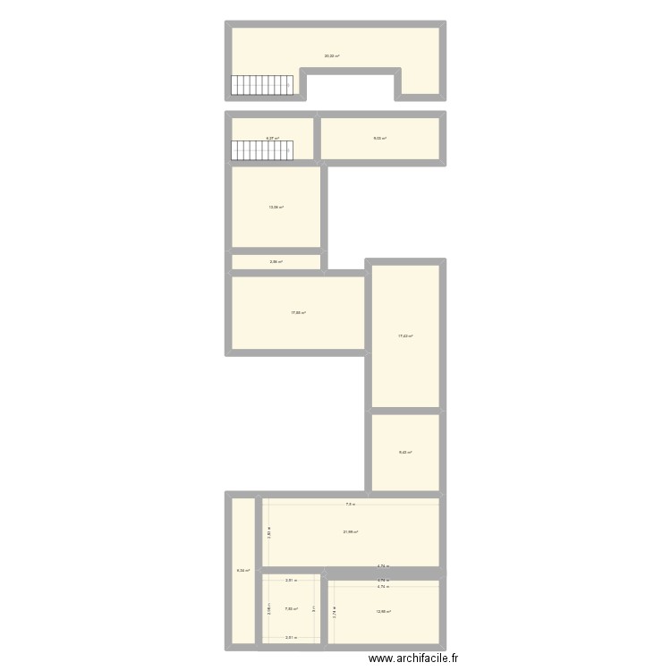 Maison rochefort 2. Plan de 13 pièces et 144 m2