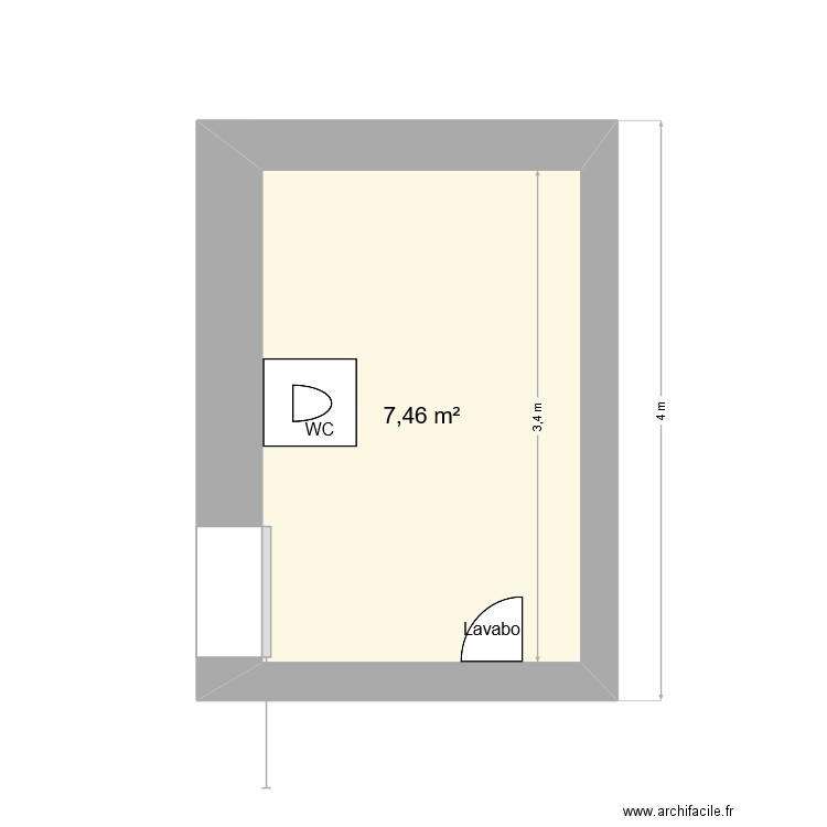 WC resto. Plan de 1 pièce et 7 m2