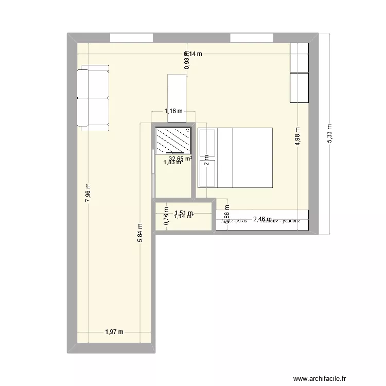 appart st genies 2026. Plan de 3  et 36 m²