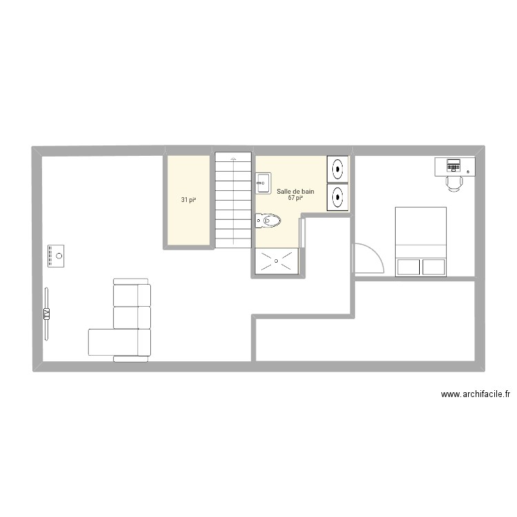 Sous-sol2. Plan de 2 pièces et 9 m2