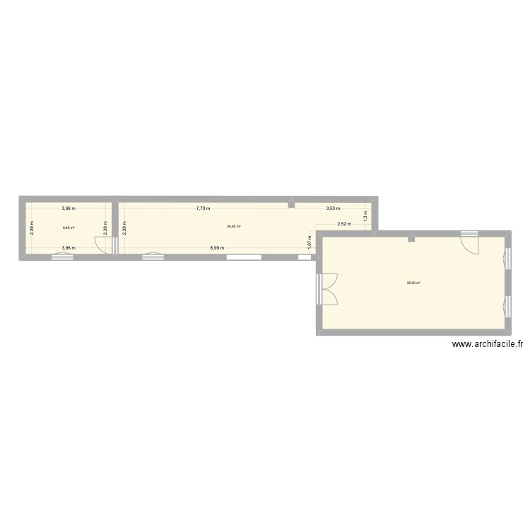 apprt 001.2. Plan de 3 pièces et 69 m2