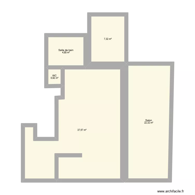 RDC. Plan de 5  et 73 m²