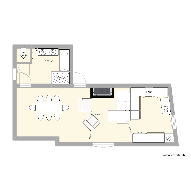 Collonges. Plan de 4 pièces et 48 m2