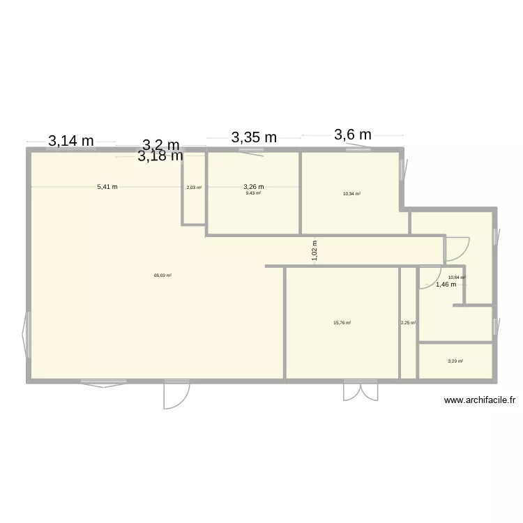 ille cotes actu +3,4x6. Plan de 8  et 121 m²
