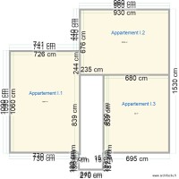 plan INSS superficie appartements premier, deuxieme et troisieme étage