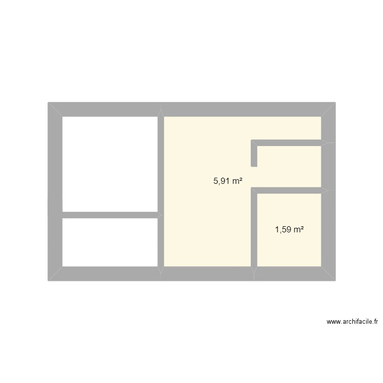 rrr. Plan de 2 pièces et 8 m2