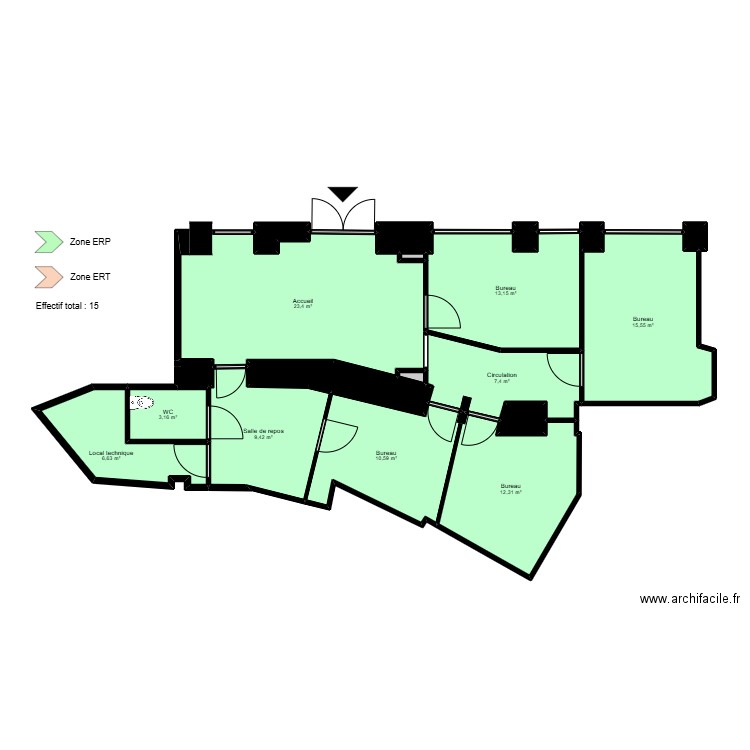 Pau Laborde - ERP. Plan de 19 pièces et 109 m2