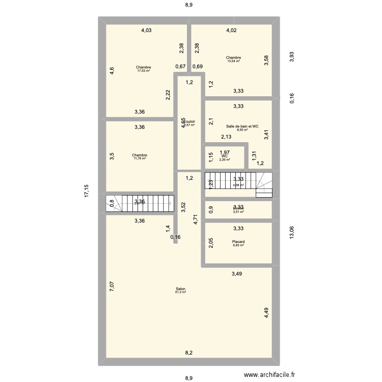 New. Plan de 11 pièces et 127 m2