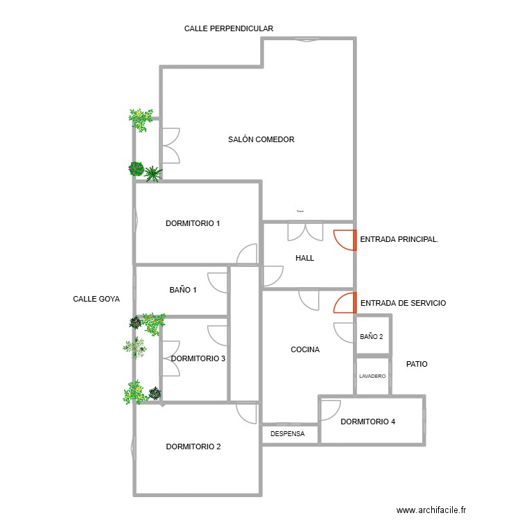 goya 99. Plan de 8 pièces et 55 m2