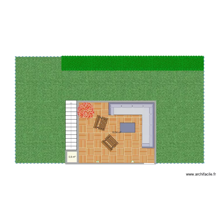 Terrasse maison. Plan de 