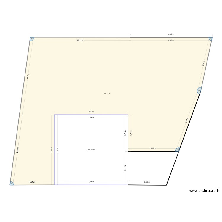 Maison. Plan de 2 pièces et 248 m2