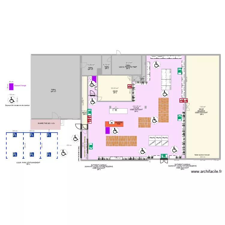 CEZE DISCOUNT APRES TRAVAUX ESPACE MANOEUVRE. Plan de 